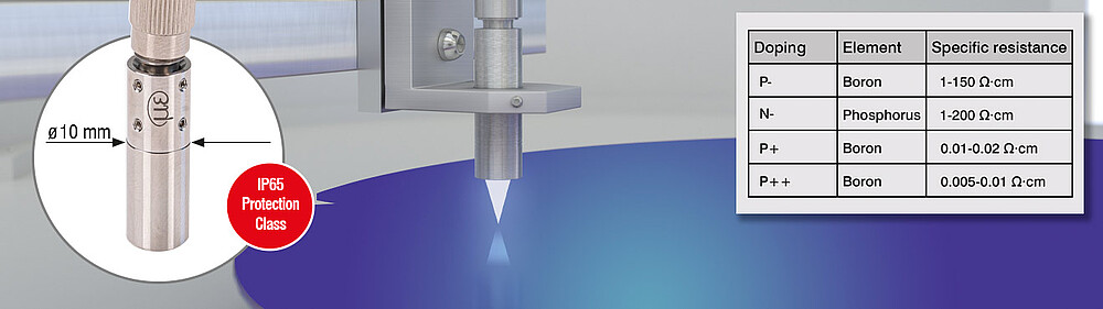 Dickenmessung undotierter, dotierter und hochdotierter Siliziumwafer