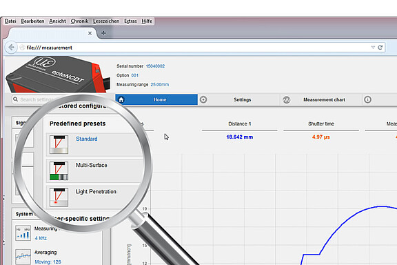 Webinterface für Laser-Sensoren